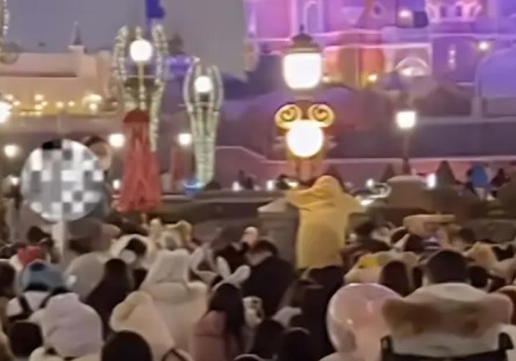 游客站着看烟花秀遭骂来看迪士尼回应