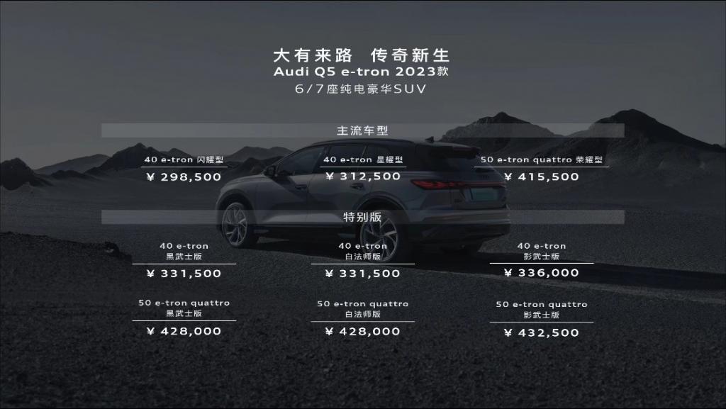 2023 款奥迪 Q5 e-tron 焕新上市，同步推出三款特别版车型