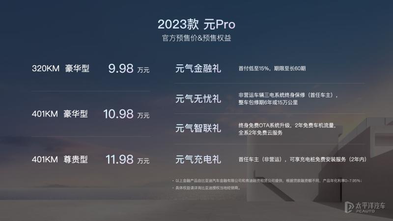预售 9.98-11.98 万元 2023 款比亚迪元 Pro 开启预售