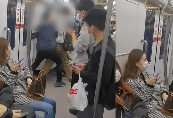 上海地铁2男子争抢车厢门前站位（两人并未发生口角）