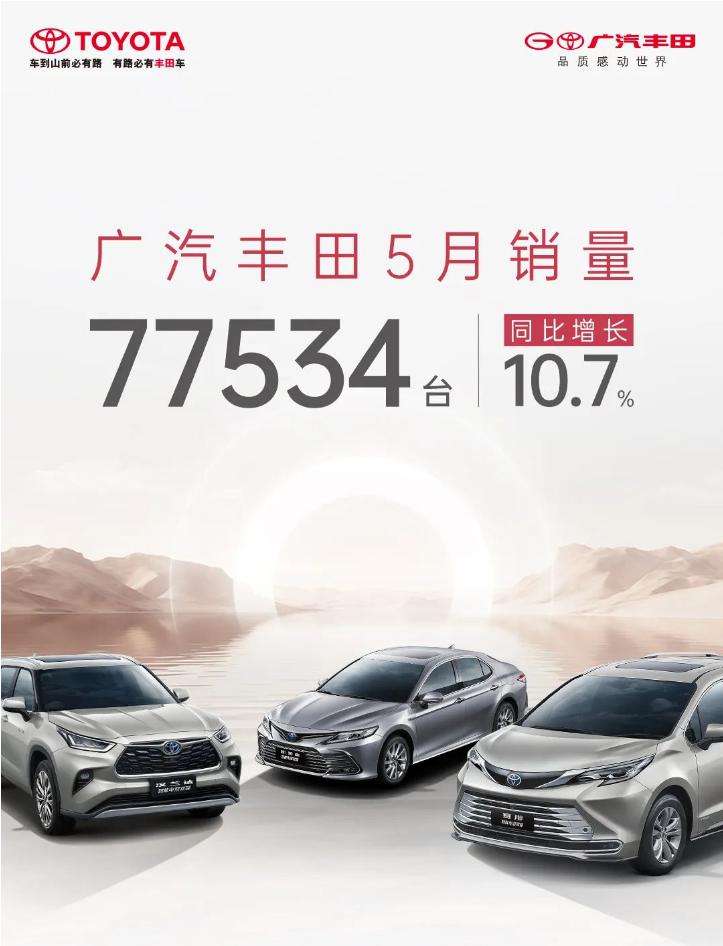 广汽丰田 5 月电动化车型销量 22973 辆，占总量近 30%