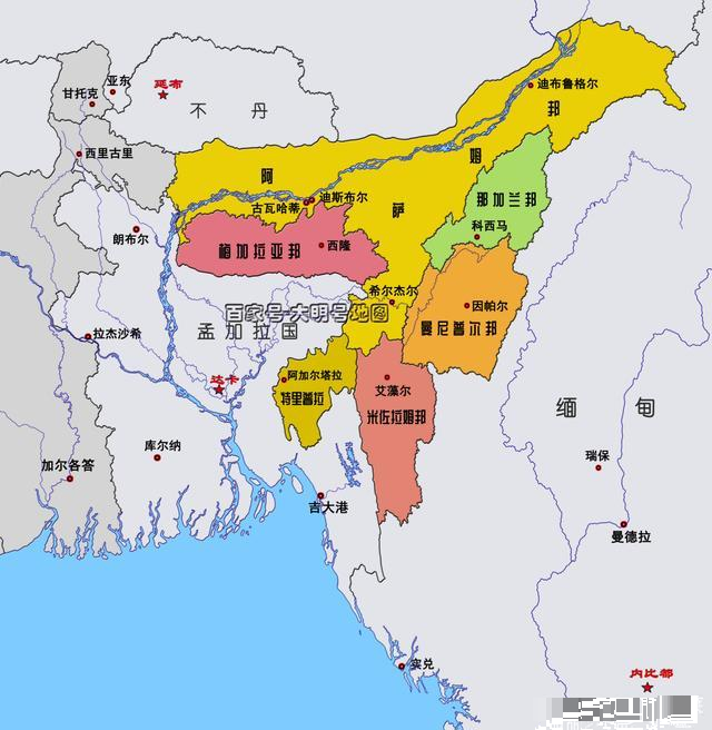 印度东北七邦地形图图片